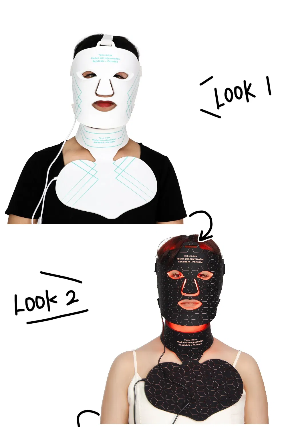 Custom 100% Food-Grade Silicone Red Light Therapy Facial Mask & Neck Mask