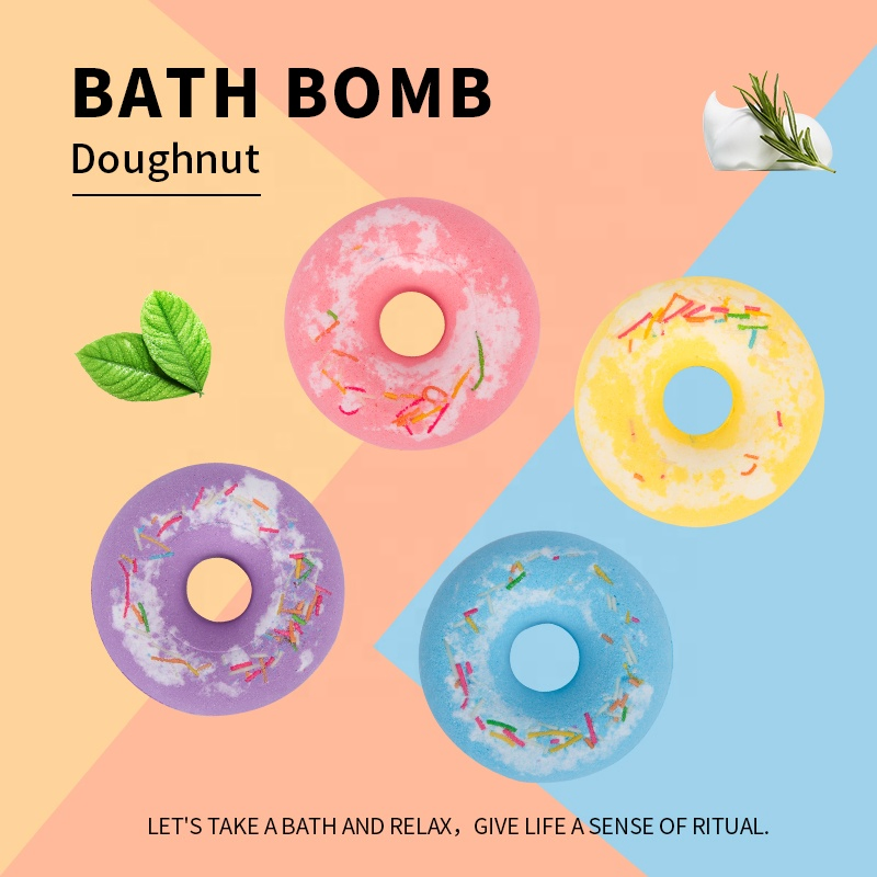Private Label Wholesale Adult Bubble Natural Vegan Flower Donut Mini Organic Kid Christmas Bath Bomb