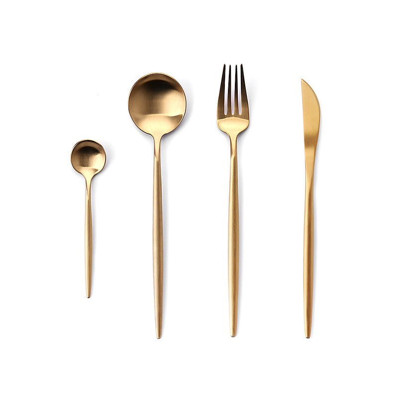 Portugal Stainless Steel 18/8 Gold Plated Matte Gold Cutlery Set