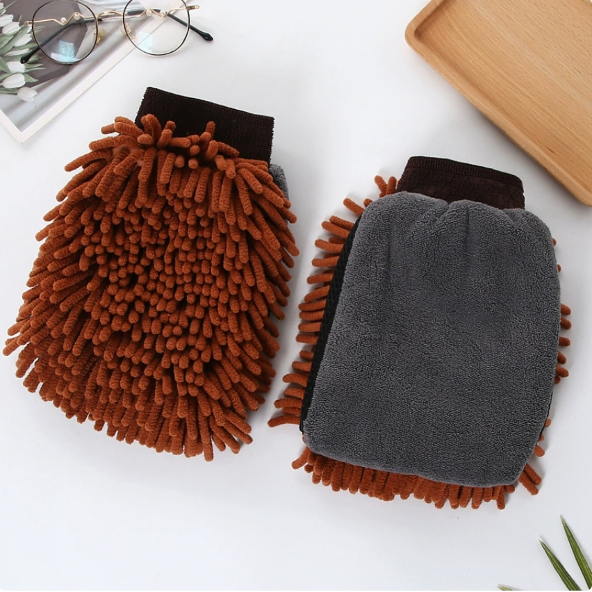 Customized Thicker Chenille Wash Mitt Glove Car Polishing Microfiber Cleaning Glove Dusting