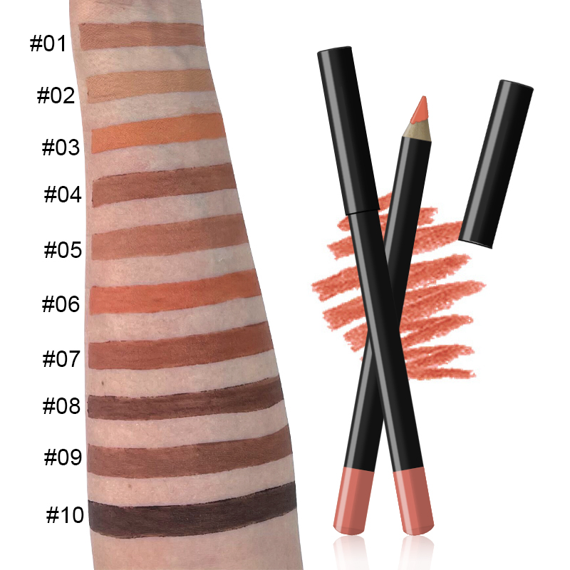 Private Label Custom Waterproof Lipliner Best Nude Natural Lip Liner Thick Wooden Lip Liner Pencil
