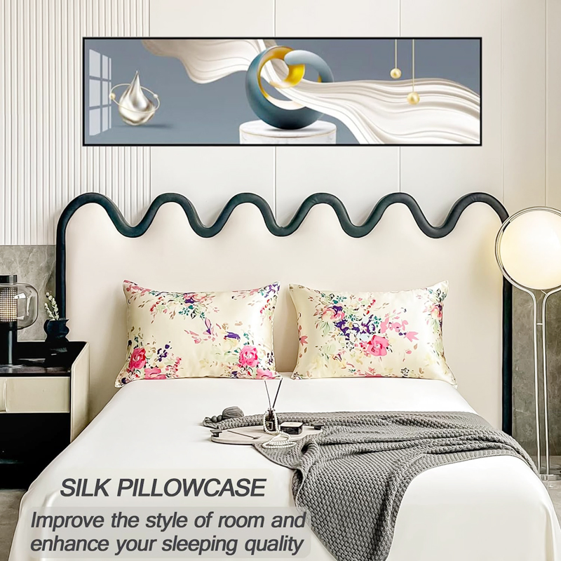 6A Grade Mulberry Silk Pillowcase for Hair and Skin Soft Cooling Both Sides Natural Slip Silk, Floral Print with Zipper