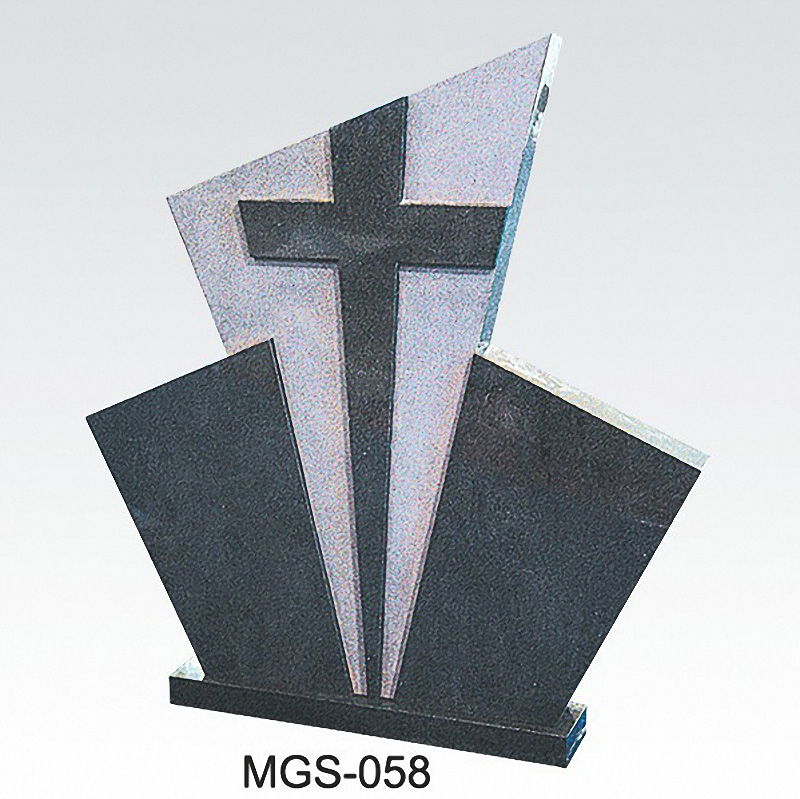 Custom Cemetery Memorials Monument with Rose and Cross Engraving