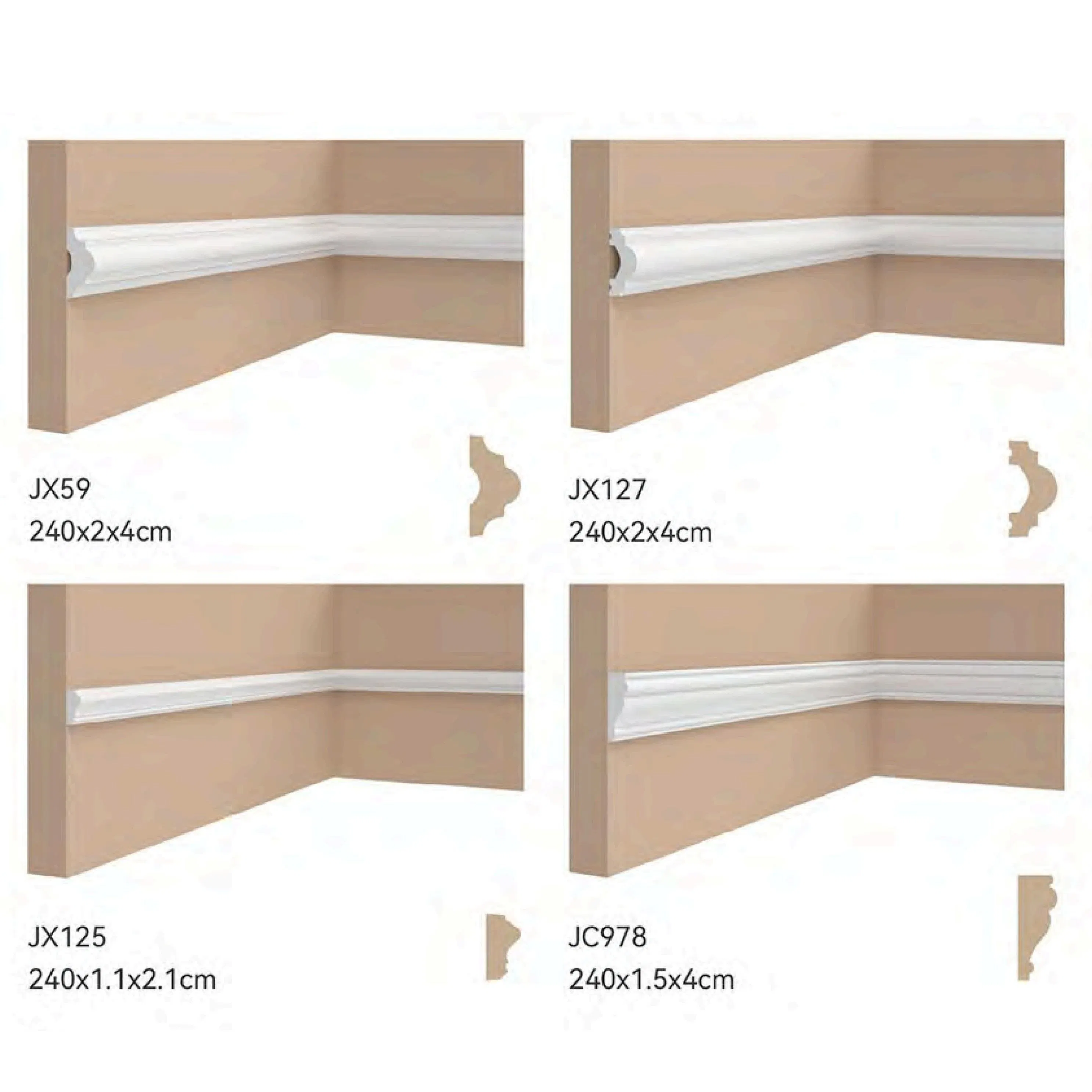 White Style Background Plate Skirting PS Moulding Cornice Flooring Profile PS Moulding