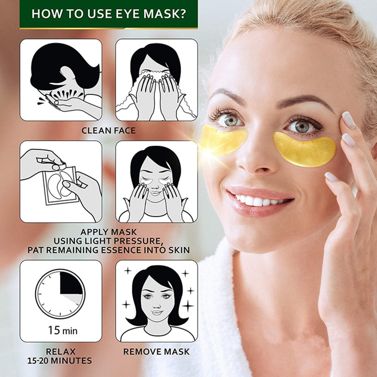 High Quality Natural Organic Anti Wrinkle 24K Golden Eye Mask