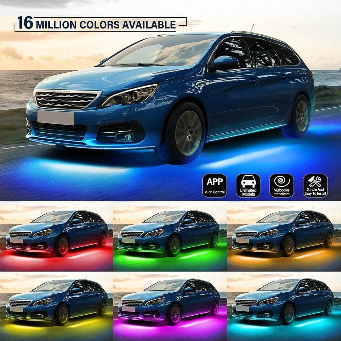 Гибкая светодиодная лента для авто с RGB подсветкой