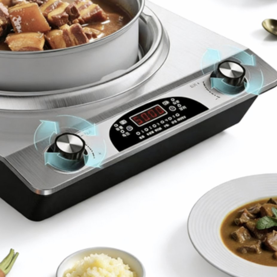 5000W High Power Induction Cooker Single Burner 5 Fire Levels and Waterproof Design