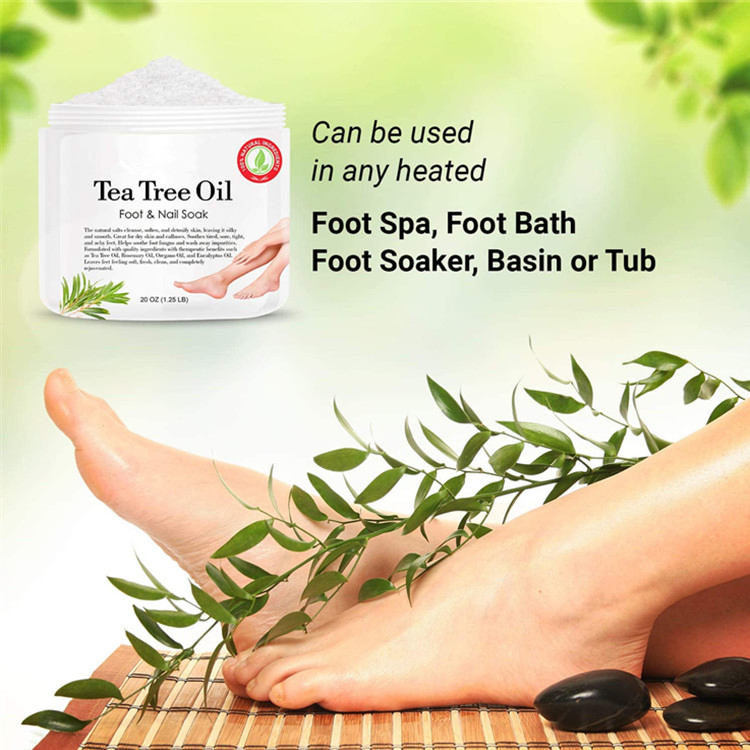 100% Natural Tea Tree Foot & Nail Soak for Dry Cracked Feet with Epsom Salt