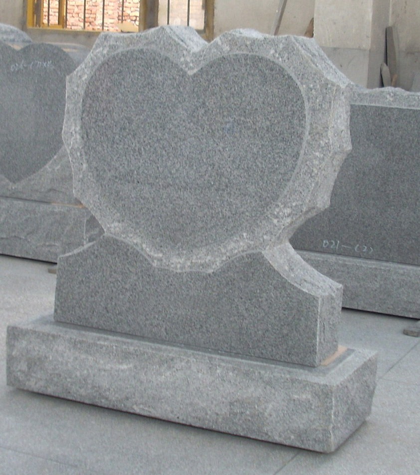 Sliver Grey granite Heart Shaped Marble Headstone Tombstone and Monument