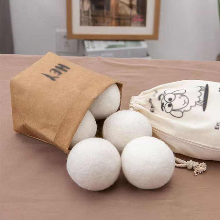 1/2PCS 6cm Laundry Clean Ball Reusable Natural Organic Laundry Fabric Softener Ball Wool Dryer Balls