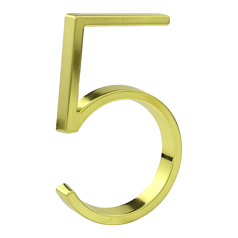 Modern Floating 3D House Number Gold