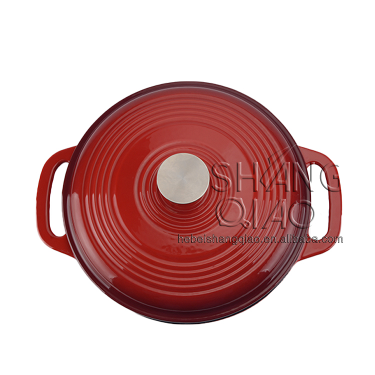 Чугунная эмалированная жаровня 3 кварты красная