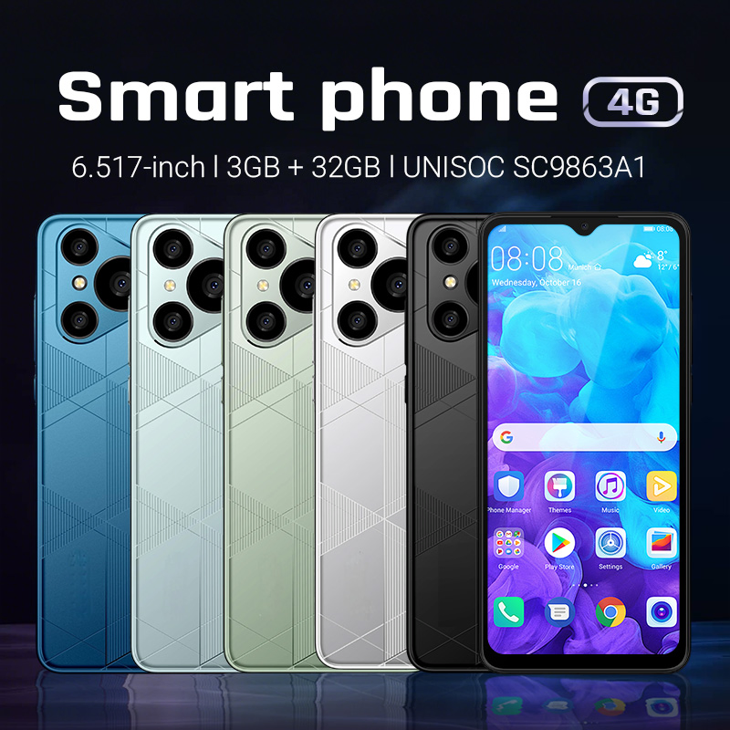 6.517" 4G Mobile Phone Sc9863A 1.6GHz Octa Core Android15 3GB RAM 32GB ROM 4000mAh Low Price Smart Phone