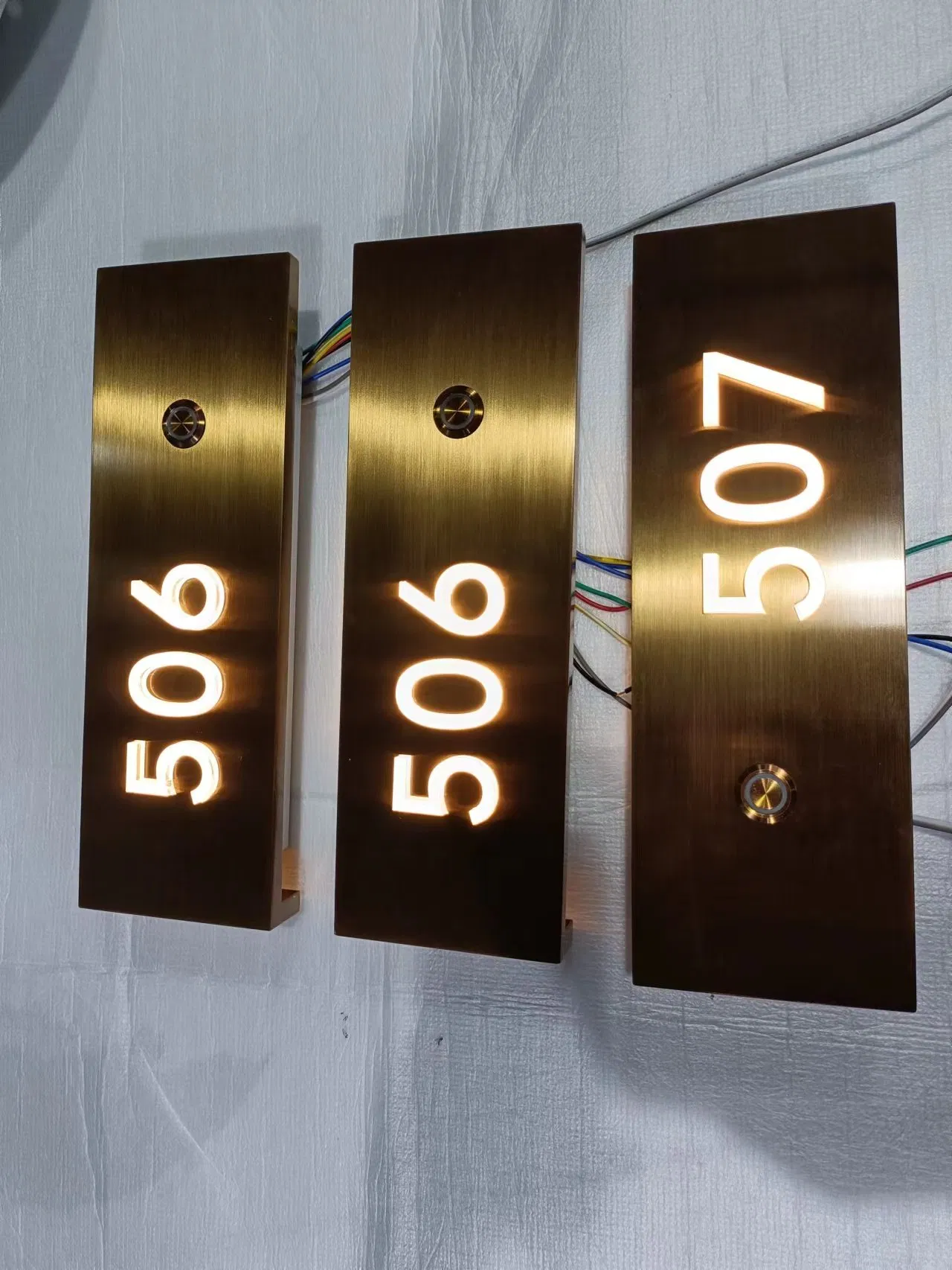 Hotel Room Door Number Illuminated LED Light Sign Stainless Steel Etched Plaques