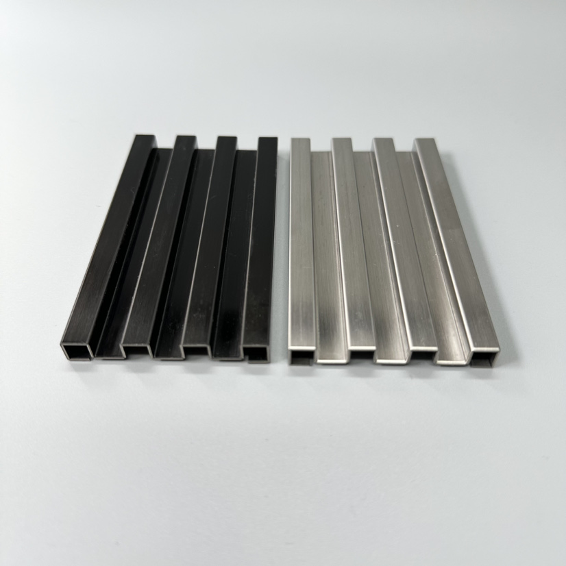 Rose Gold Mirror Grille Panel Decorative Wall Panels Interior Stainless Steel Fluted Panel