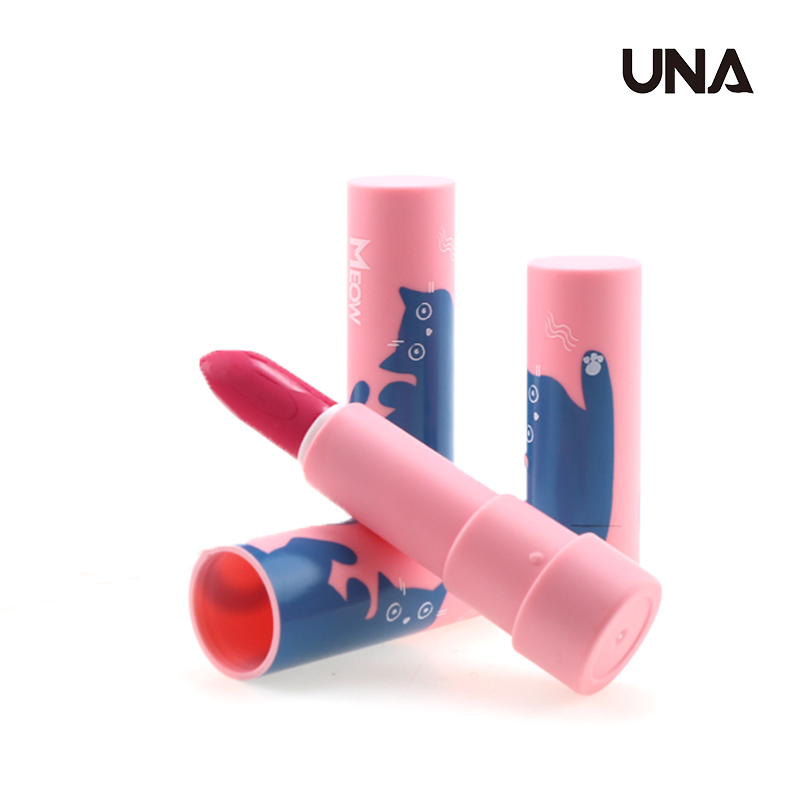 Wholesale Private Label Classic 6 Colors Cute Cat Pink Lip Case Vegan High Pigment Moisturizing Lipstick