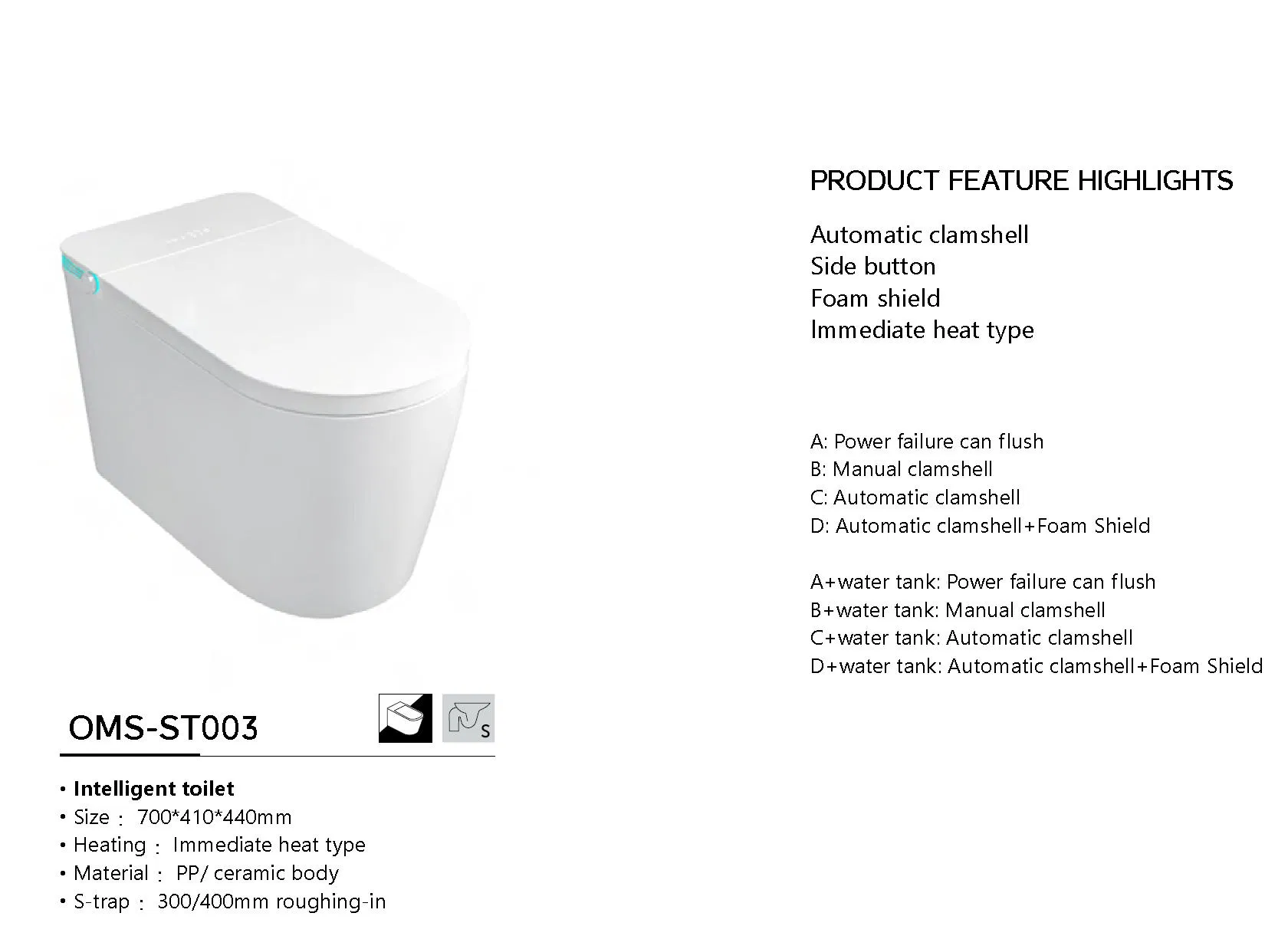 Luxury Automatic Toilet with Touchless Flush and Heated Seat