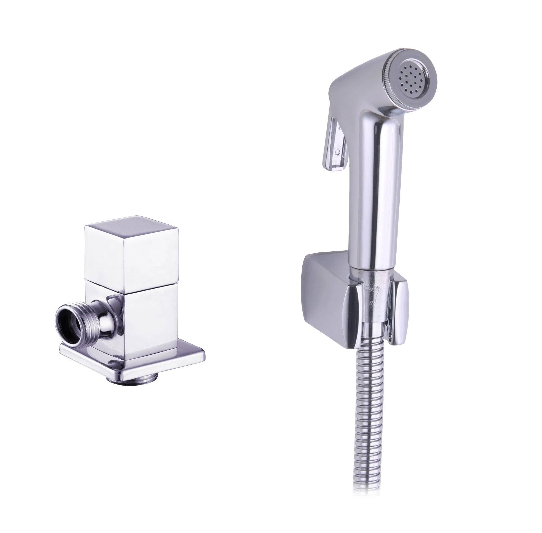 Hand Held Brass Chrome-Plated Bidet Shower Water Sprayer Toilet Angle Valve with Shower Sets