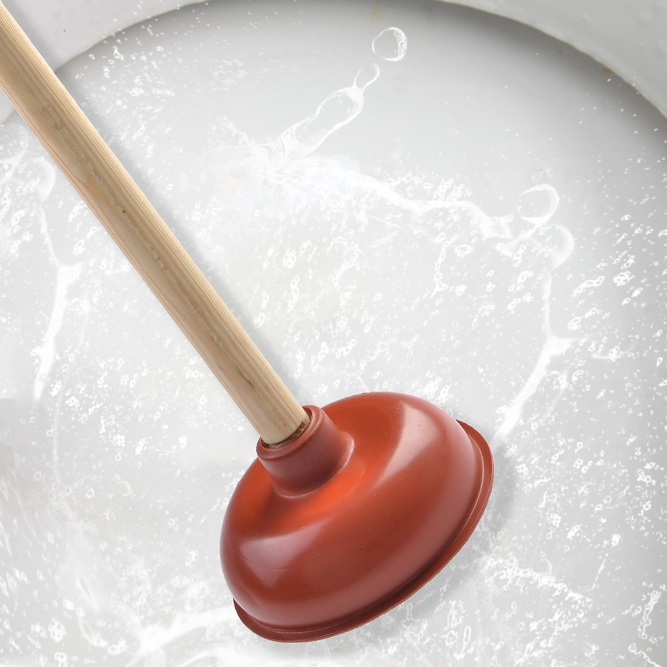 Plunger to to Fix Clogged Toilets and Drains Heavy Duty Force Cup Rubber Toilet Plunger with a Long Wooden Handle
