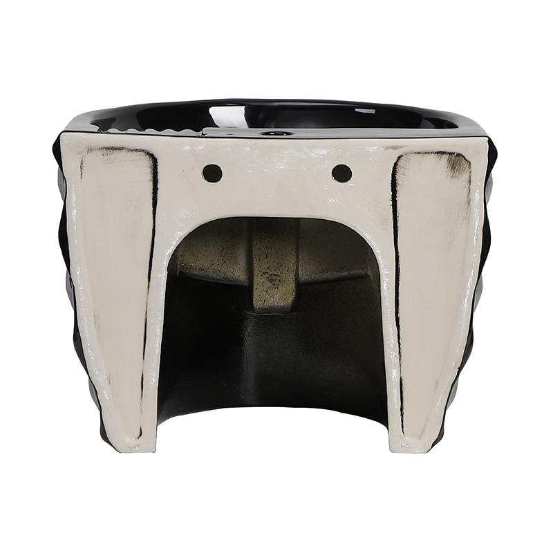 Wholesale Sleek Black Wall Hung Wash Basin in Durable Ceramic for Hotels and Villas Restroom Sanitary Ware