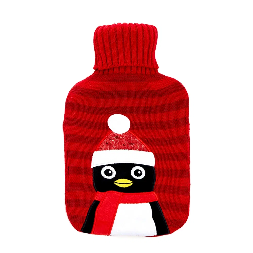 New Design Custom Reusable Washable Striped Knitted Hot Water Bag Bottle Cover for Daily Use