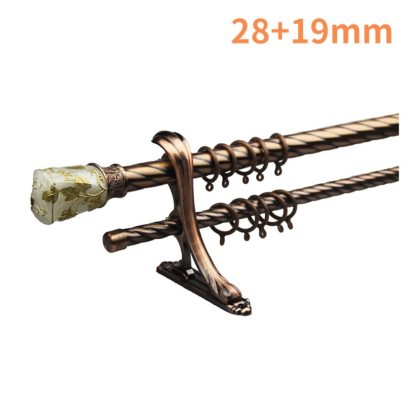 Hot Sale Gold Extendable Metal Double Curtain Rod Twisting Finials Adjustable Iron Roman Curtain Rods