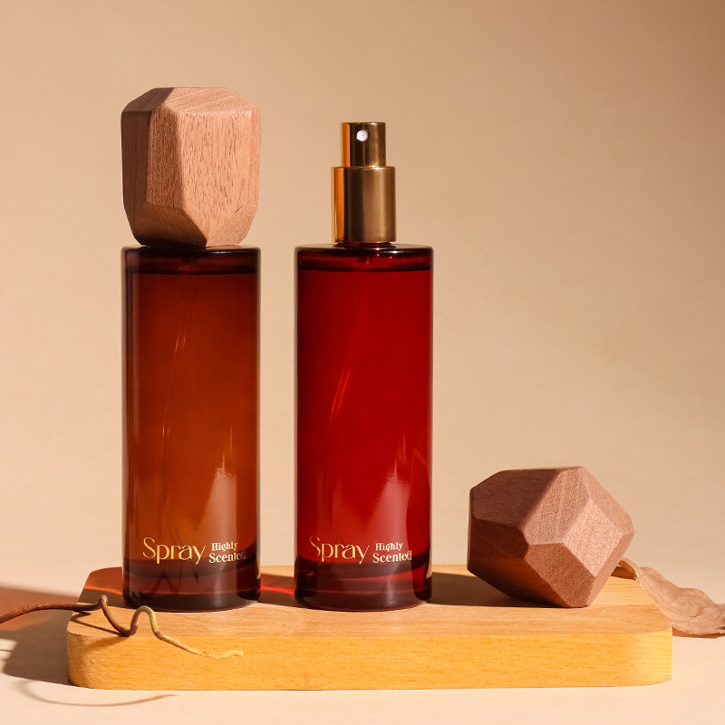 Decorative Room Spray with Unique Wooden Cap and Metal Nozzle