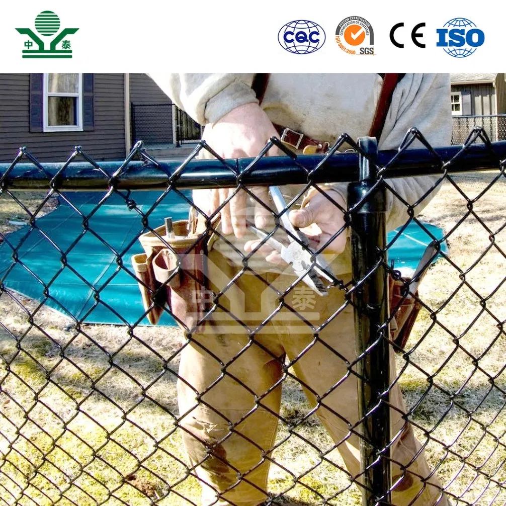 Zhongtai Commercial Chain Link Fence China Manufacturing Green PVC. Coated Stadium Chain Link Fence 50mm X 50mm 3 FT Stadium Chain Link Fence