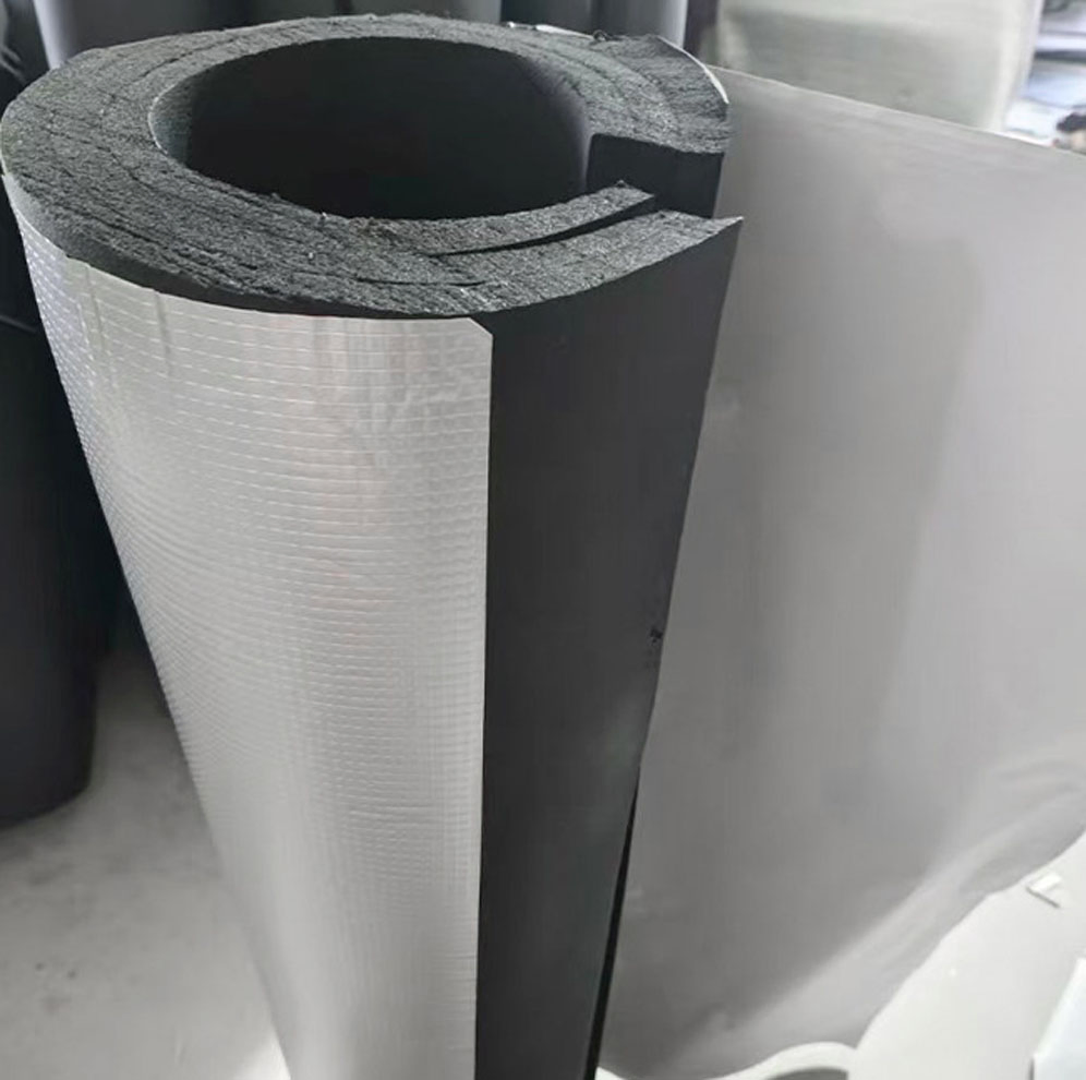 Aluminium Foil Faced Rubber Flexible Soft Insulation Black Rubber Foam Tube Thermal Insulation Foam Pipe