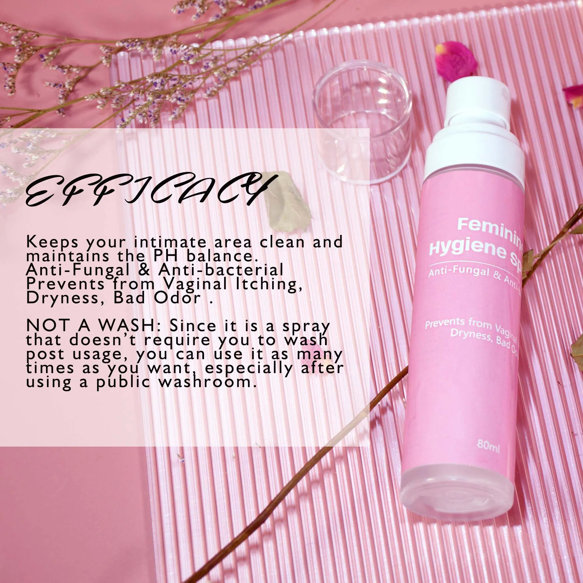 OEM Nourishing Yoni Feminine Hygiene Spray Antibacterial Anti-Fungal Intimate Mist