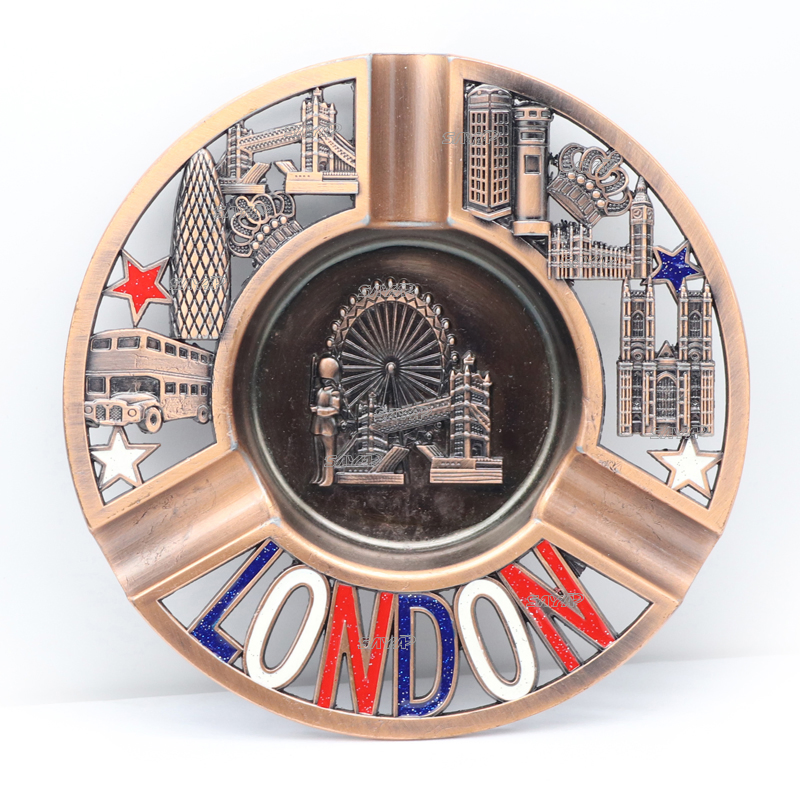 Personalized Custom Vintage Zinc Alloy Tourist Souvenirs Metal Pocket Cigar Ashtray