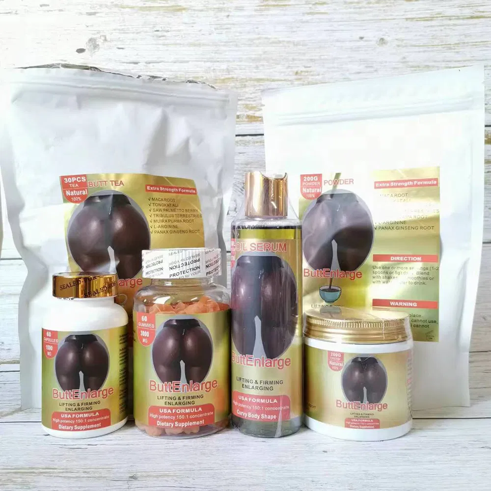 Hip up Butt Enlargement Pills Gummies Oil Cream Black Maca Root Capsule for Butt and Hip Enlargement Products Set