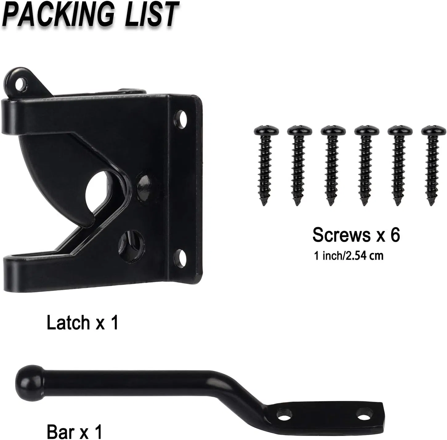 Self-Locking Gate Latch, 2-1/8", 304 Stainless Steel, Black Coated, Self-Locking Gate Latch