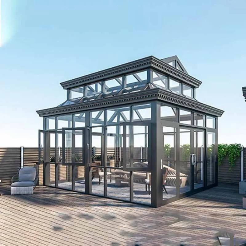 Custom Size and Shape Free Standing Waterproof Solarium Backyard Garden Aluminum Sunroom Glass House