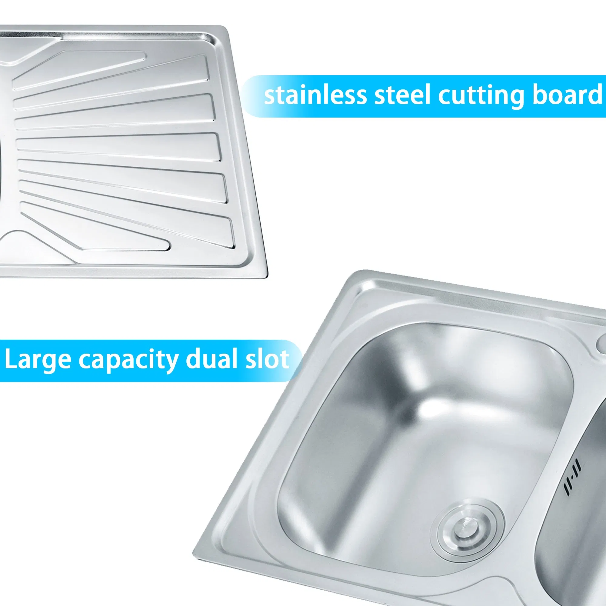 Modern Design and Polishing of Commercial Double Bowl Stainless Steel Kitchen Sink