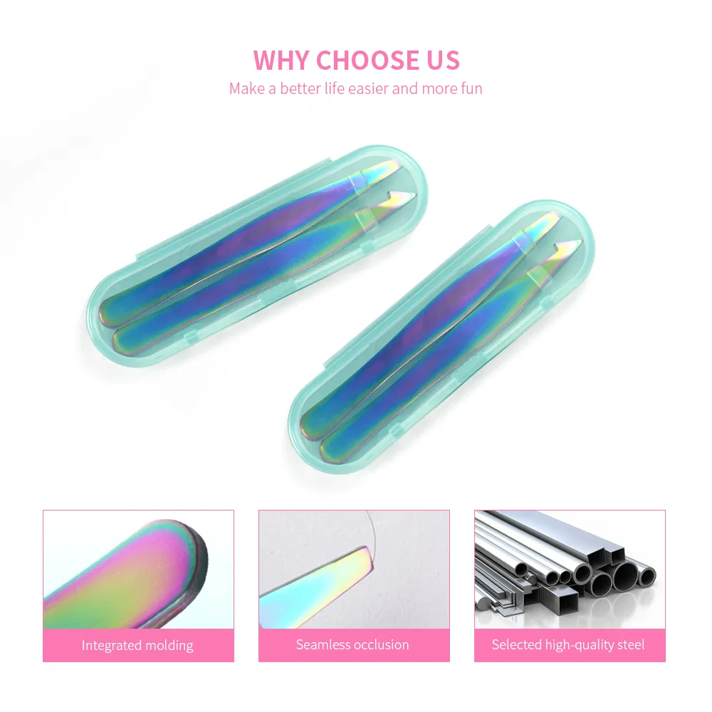 Stainless Steel Slanted Tips Eyelash Beauty Tools Wholesale Squared Eyebrow Tweezers