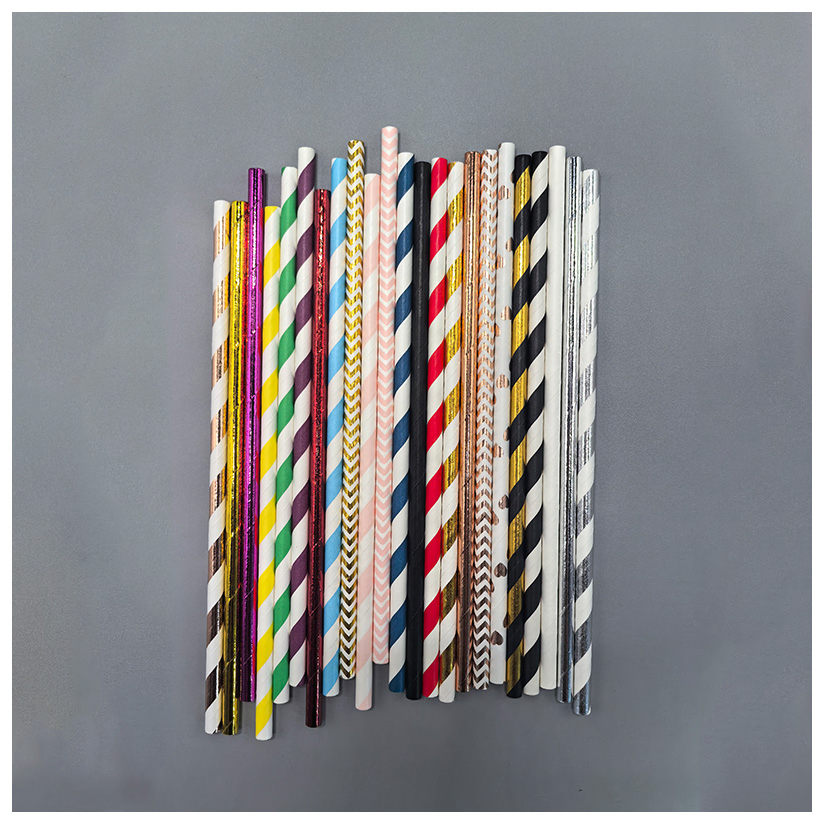 Disposable Individually Wrapped Halloween Christmas Decoration Drinking Straw Black Bubble Tea Boba Paper Straw