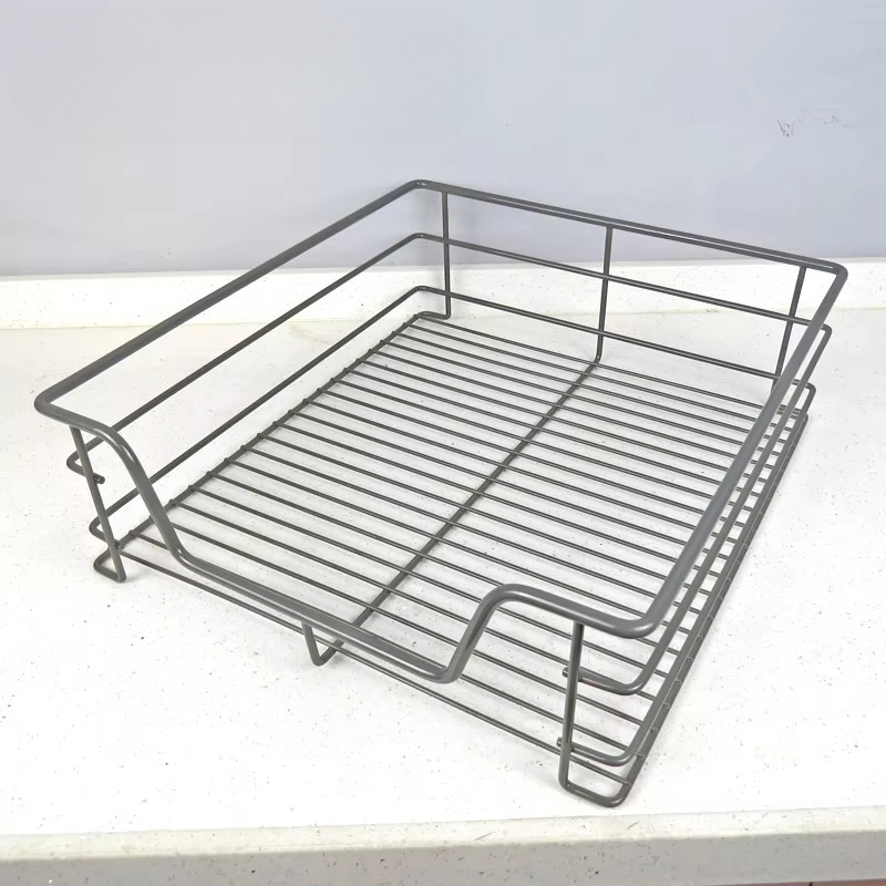 Chrome Plated Collapsible Pull out Cabinet Basket with Ball Bearing Slides