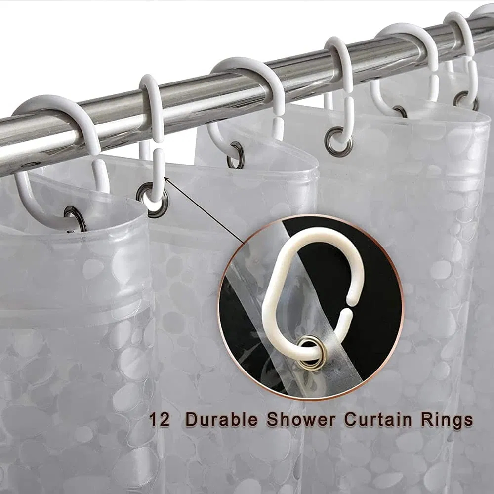 Shower Curtains PVC Waterproof Customized Design Bath with Plastic Hooks