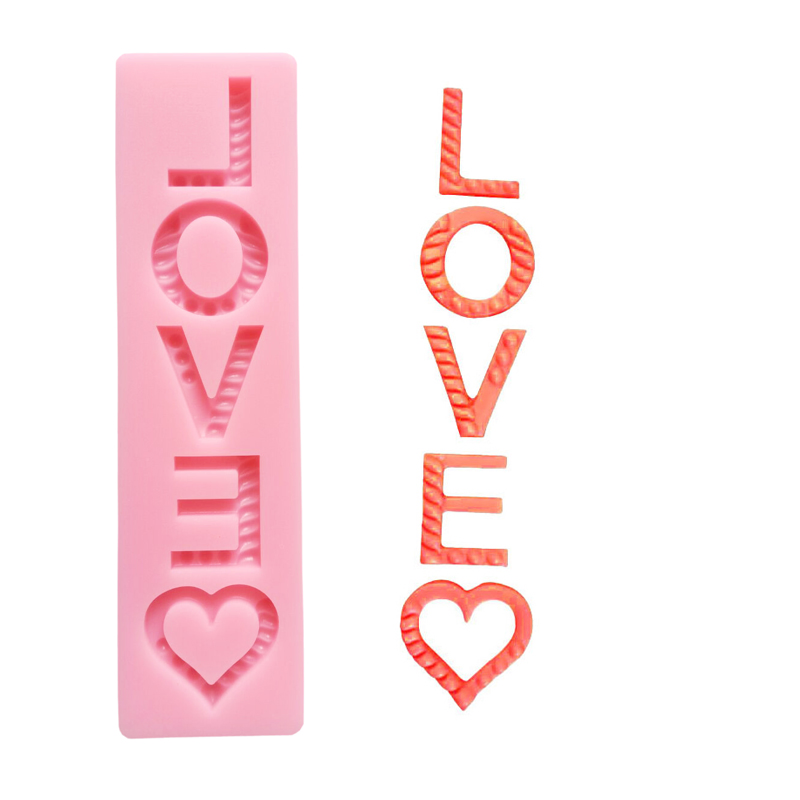 Valentine's Day Wedding Cupcake Cookie Topper Tools Propose Marriage Sweetheart Cake Mold Fondant Love Alphabet Heart Silicone Mould