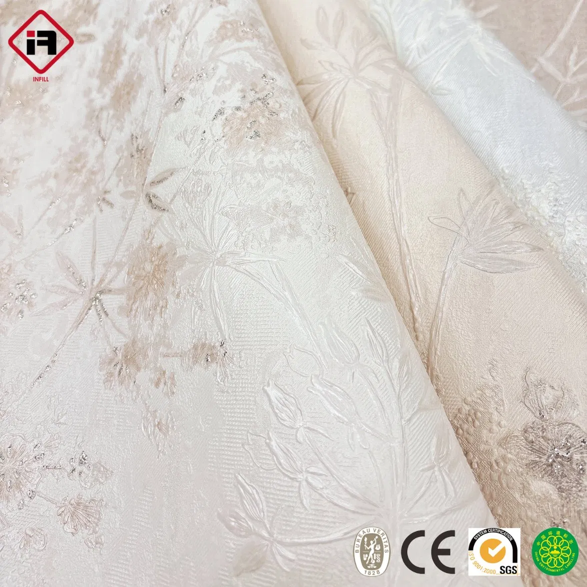 Premium Designer Wallpaper Small Flowers Decorative Wallpaper Wall Decor 1.06m Width Shining Textured Wall Paper Home Decor Glitter Adhesive Wallpaper