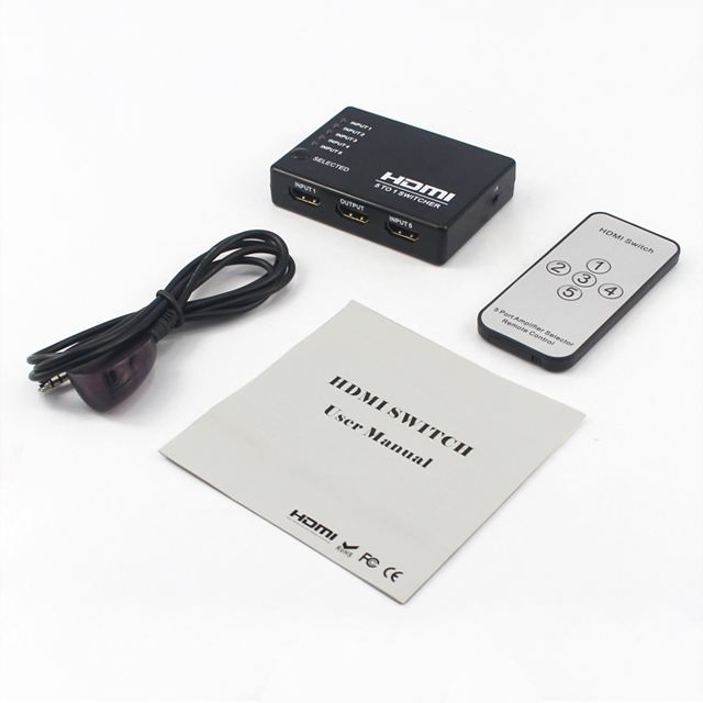 5-Port HDMI Switcher with 1080P Resolution and Remote Control