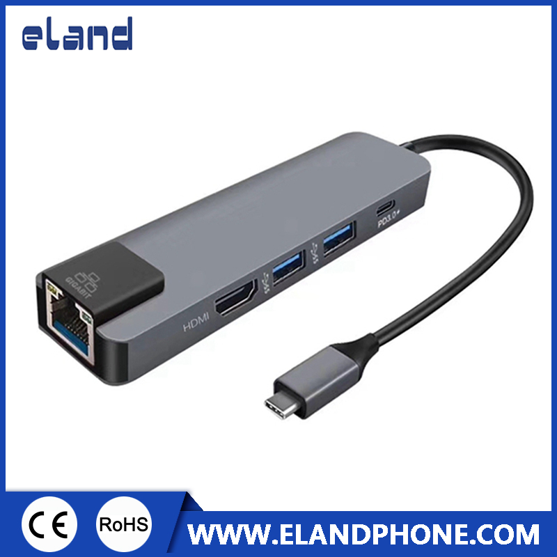 5 in 1 Type C to HD+2USB+Pd+RJ45