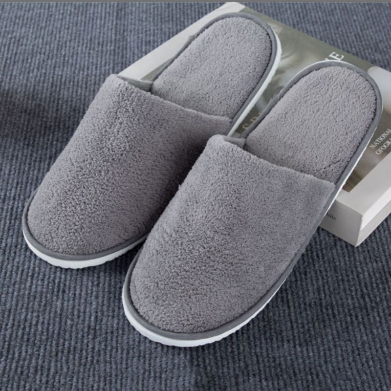 Custom SPA Guest Disposable Bathroom Soft Coral Fleece Hotel Slippers