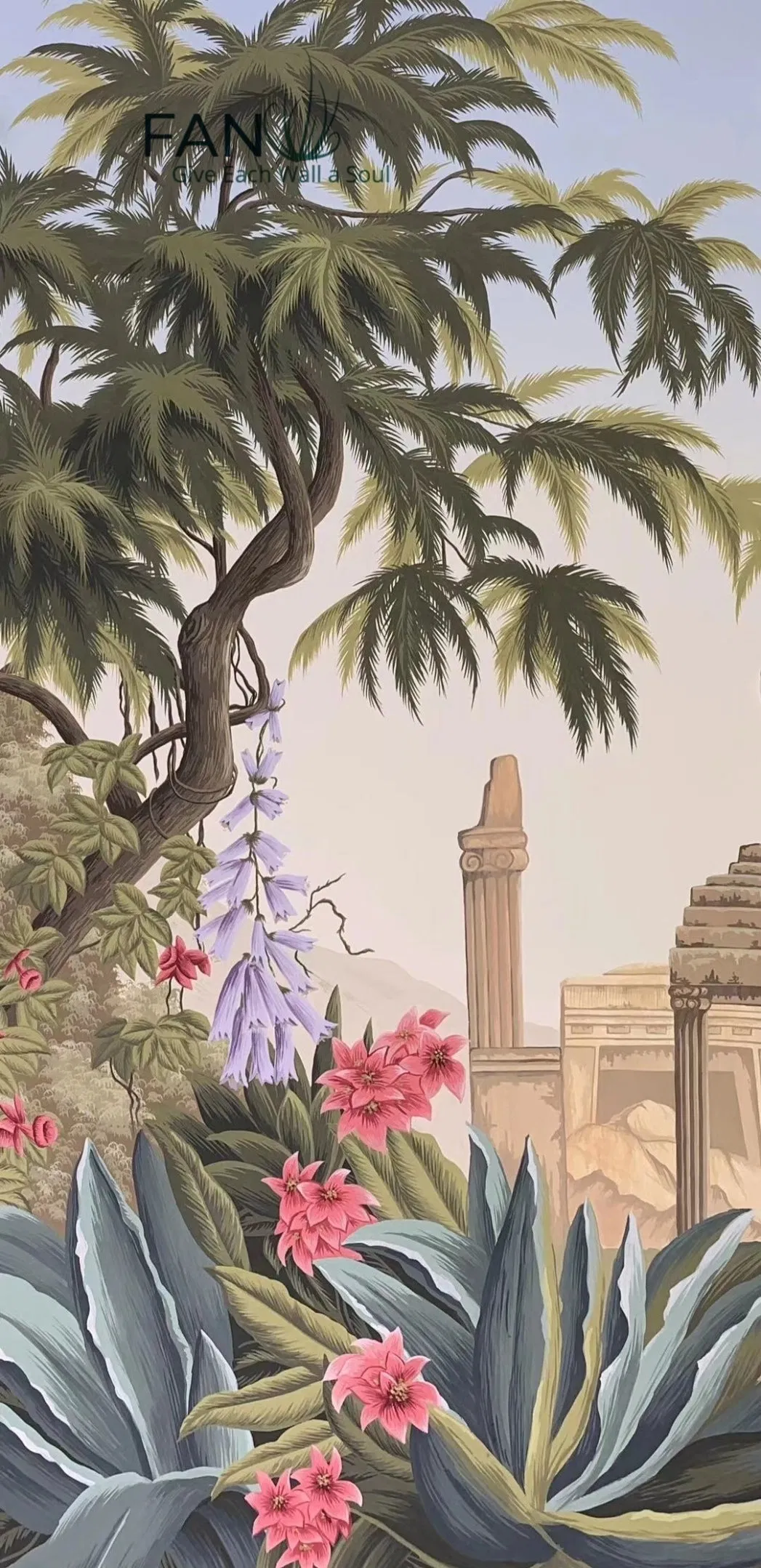 Zhenling Hand-Painted Wallpaper with Indian-Style Western Painting Design