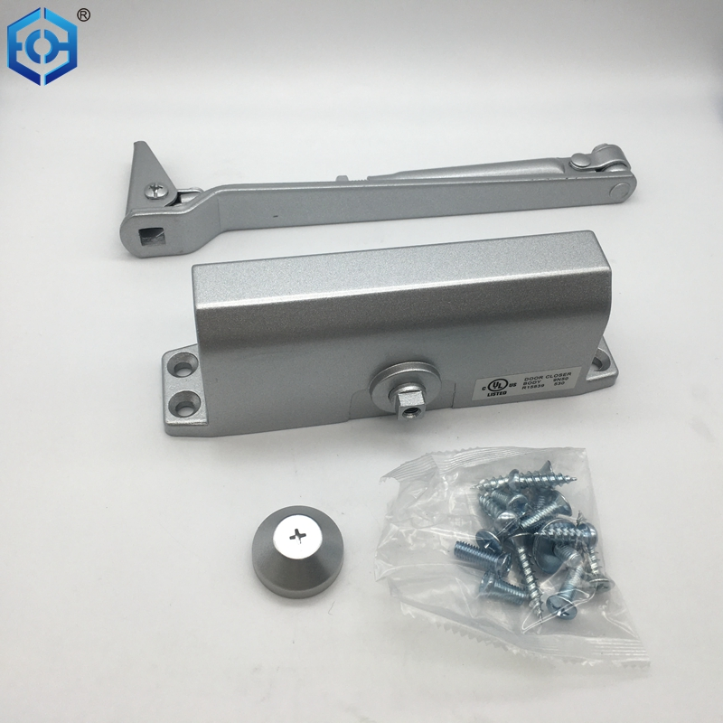 UL Listed Commercial Adjustable Automatic Door Closer Cast aluminium Body Steel Arm