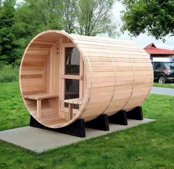 Hot Sale Custom 4 Person Barrel Sauna Cedar Outdoor Barrel Sauna