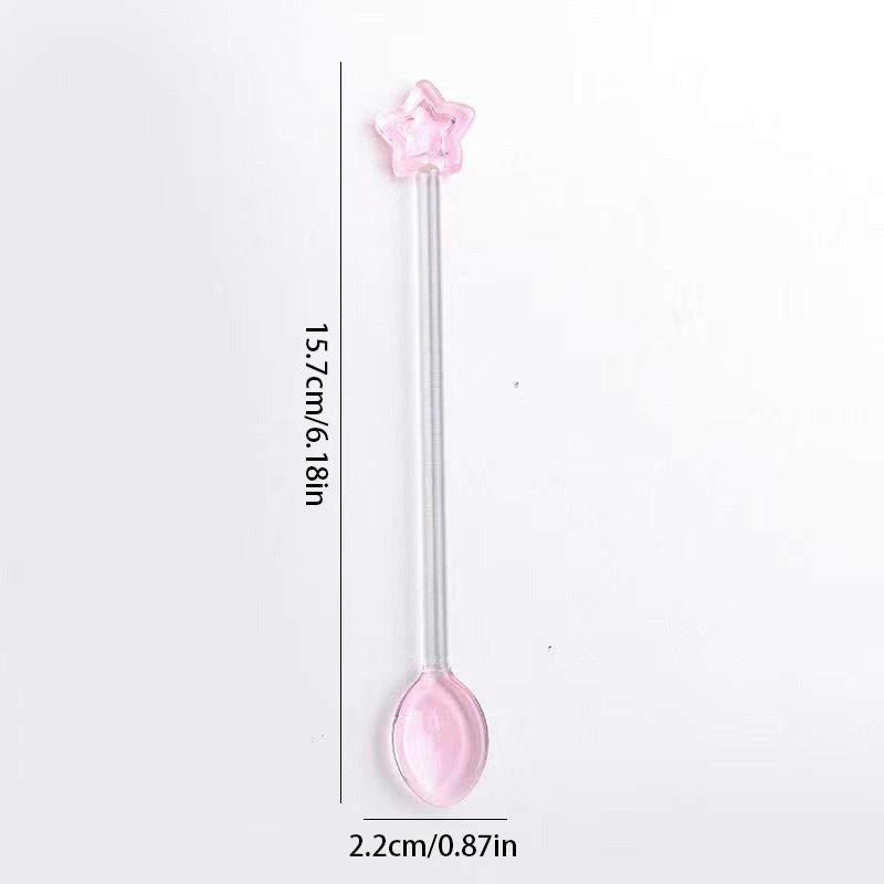 OEM High Temperature Resistant Oat Yogurt Coffee Glass Breakfast Colorful Round Glass Spoon