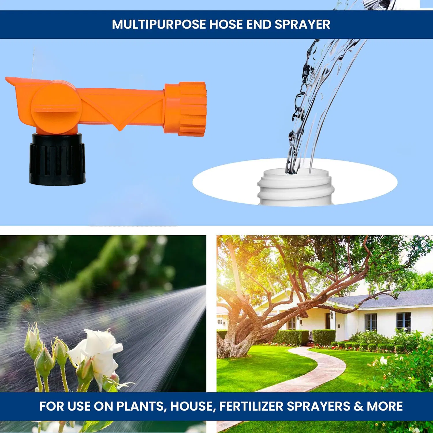 Heavy Duty 3/4" Hose End Sprayer Nozzle Chemical Resistant with Fan Spray