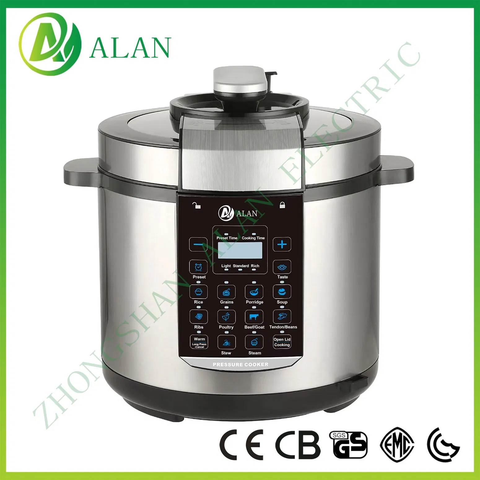 Big LCD Screen Metal Mixed Plastic Body 5/6L Electric Pressure Cooker